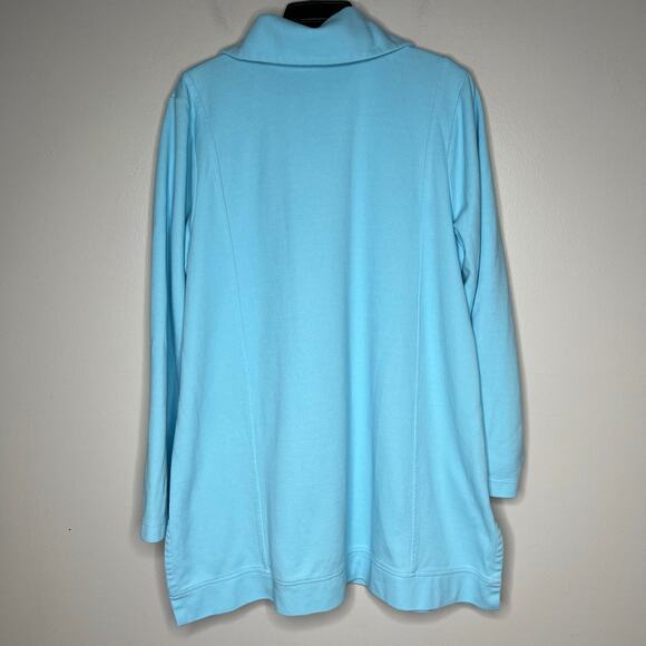 J.Jill Fit Double-Knit Snap-Collared Tunic Light Blue Size XL Tall Lounge Casual - Picture 8 of 11